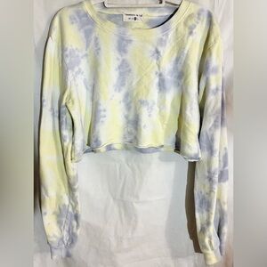 Somewhere in LA Watercolor Sweatshirt Sz M Top Tie Dye Crop Festival Coachella